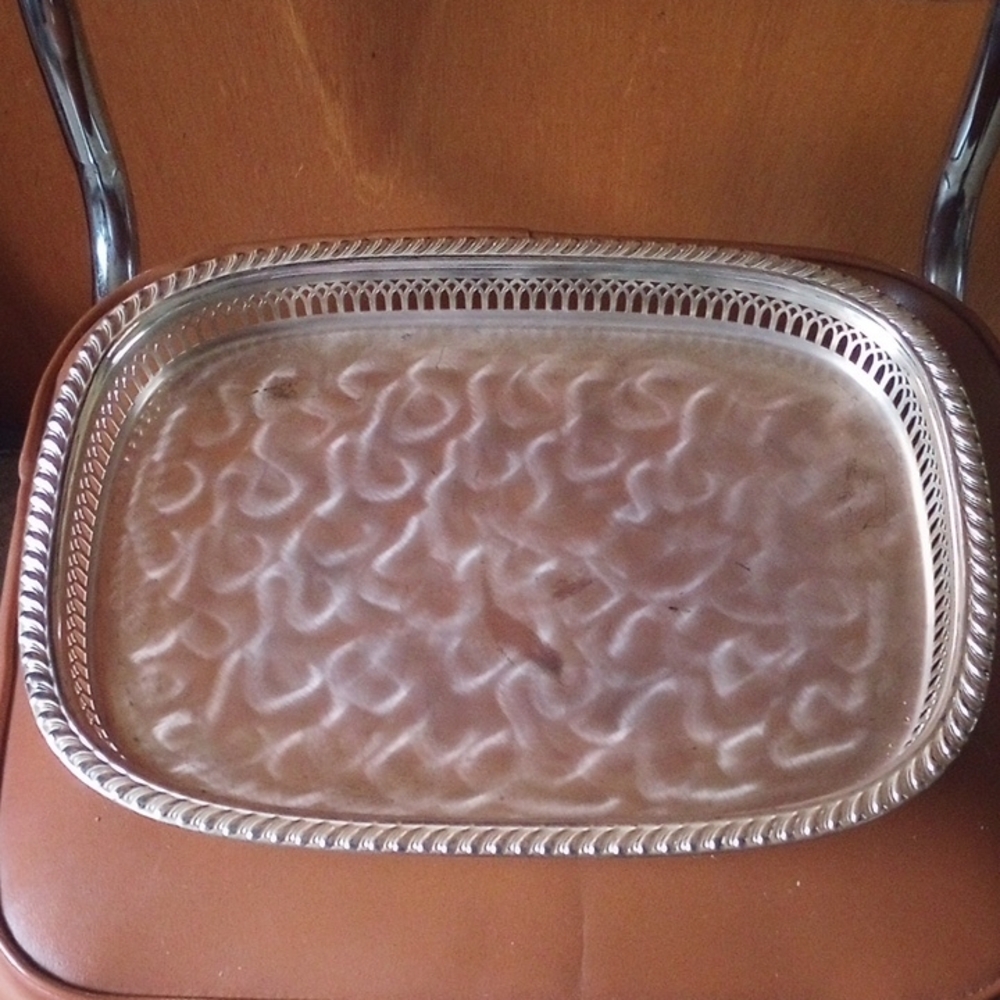 Vintage Tarnish-Resistant Silverplate Tray w/ Swirl Design & Feet.  WMF-IKORA
